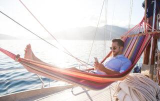 man relaxing on holiday. Holiday relaxation.